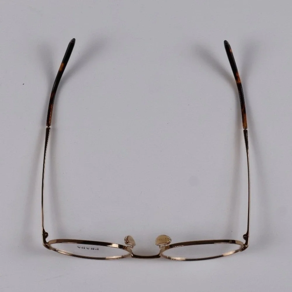 Prada Eyeglasses VPR A57 Gold Oval Frames Tortoiseshell 52-17 NEW MSRP 380